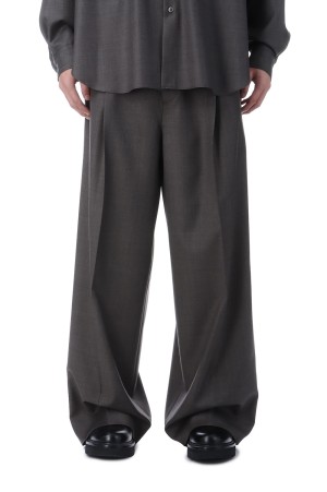 EXTRA FINE WOOL EXTRA WIDE TROUSERS - BROWN GREY (ST.1421)