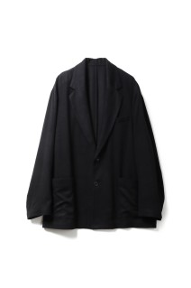 RAYON SILK FLANNEL SINGLE BREASTED JACKET - BLACK (ST.1438)
