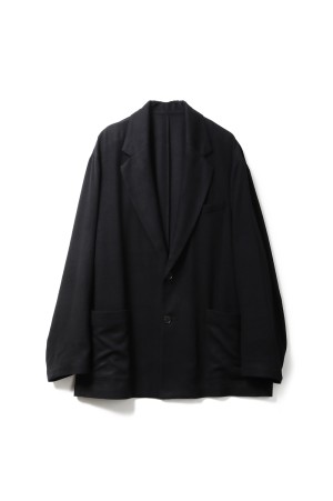 RAYON SILK FLANNEL SINGLE BREASTED JACKET - BLACK (ST.1438)