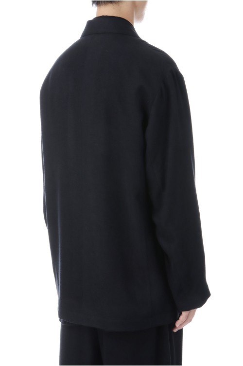 RAYON SILK FLANNEL SINGLE BREASTED JACKET - BLACK (ST.1438
