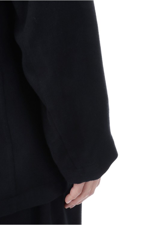 RAYON SILK FLANNEL SINGLE BREASTED JACKET - BLACK (ST.1438