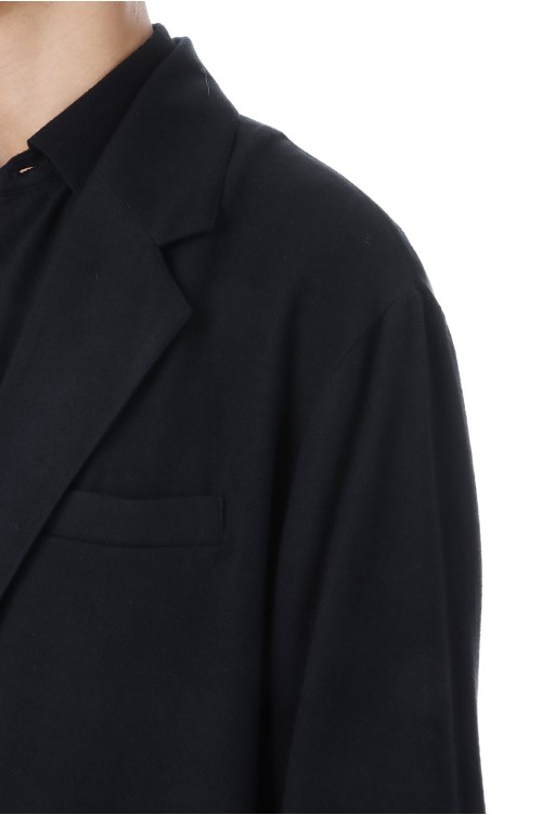 RAYON SILK FLANNEL SINGLE BREASTED JACKET - BLACK (ST.1438