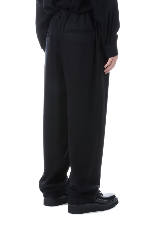 RAYON SILK FLANNEL WIDE EASY TROUSERS - BLACK (ST.1441) | セレクト