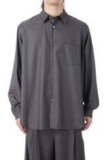 EXTRA FINE WOOL REGULAR COLLAR SHIRT - BROWN GREY (ST.1493)
