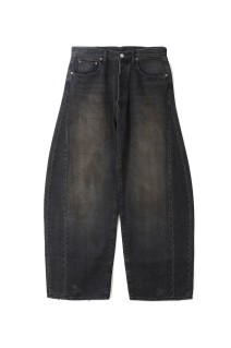 DEFORMATION WIDE DENIM JEANS - BLACK (ST.1389)