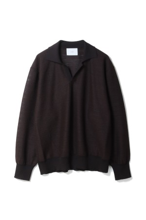 SLUB COTTON KNIT SKIPPER LS - DARK BROWN (ST.1488)