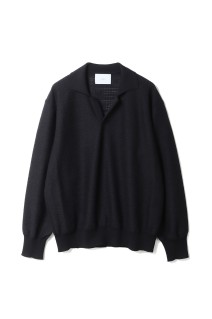 SLUB COTTON KNIT SKIPPER LS - BLACK (ST.1488)