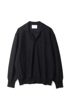 SLUB COTTON KNIT SKIPPER LS - BLACK (ST.1488)