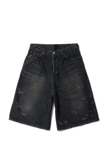 BAGGY DENIM SHORTS - BLACK (ST.1393)