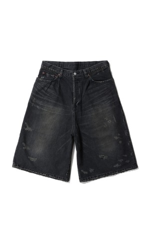 BAGGY DENIM SHORTS - BLACK (ST.1393)