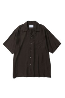 CUPRO TWILL OVERSIZED OPEN COLLAR SS SHIRT - DARK BROWN (ST.1462)