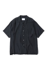 CUPRO TWILL OVERSIZED OPEN COLLAR SS SHIRT - BLACK (ST.1462)