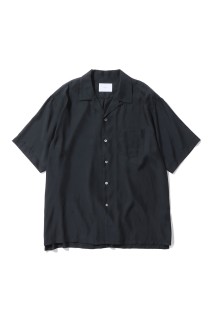 CUPRO TWILL OVERSIZED OPEN COLLAR SS SHIRT - BLACK (ST.1462)