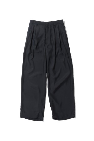CUPRO TWILL WIDE EASY TROUSERS - BLACK (ST.1465)