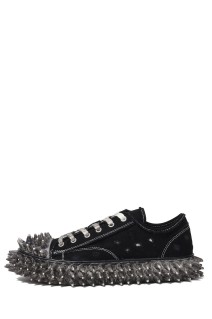 DIRTY SPIKE TOE CAP CANVAS SNEAKER - BLACK (26SS76FT67)
