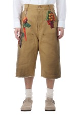 VEGETABLE EMBROIDERY CUT-OFF PANTS - BEIGE (26SS19PT350)