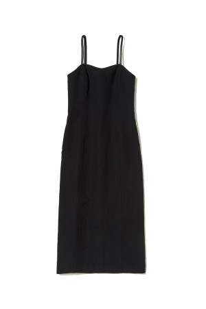WOOL COTTON LINEN OX CAMISOLE DRESS - BLACK (A26SD07WO)