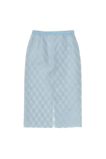 SHEER SILK COTTON CUT JACQUARD PENCIL SKIRT - LIGHT BLUE (A26SS02SO)