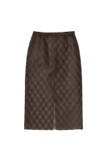 SHEER SILK COTTON CUT JACQUARD PENCIL SKIRT - DARK BROWN (A26SS02SO)