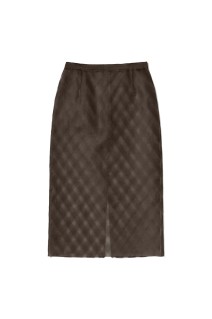 SHEER SILK COTTON CUT JACQUARD PENCIL SKIRT - DARK BROWN (A26SS02SO)