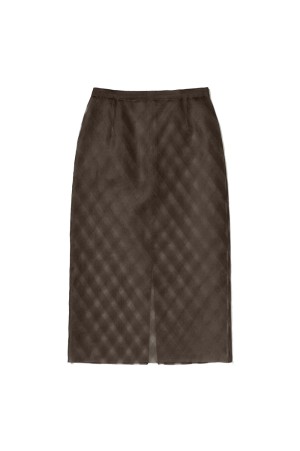 SHEER SILK COTTON CUT JACQUARD PENCIL SKIRT - DARK BROWN (A26SS02SO)