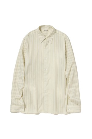 COTTON SILK STRIPE DOUBLE-CUFF SHIRT - IVORY STRIPE (A26SS03CS)
