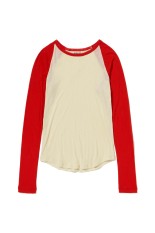 SUPER HIGH GAUGE SHEER RIB RAGLAN P/O - IVORYxRED (A26SP06HF)