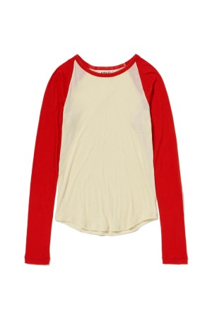 SUPER HIGH GAUGE SHEER RIB RAGLAN P/O - IVORYxRED (A26SP06HF)