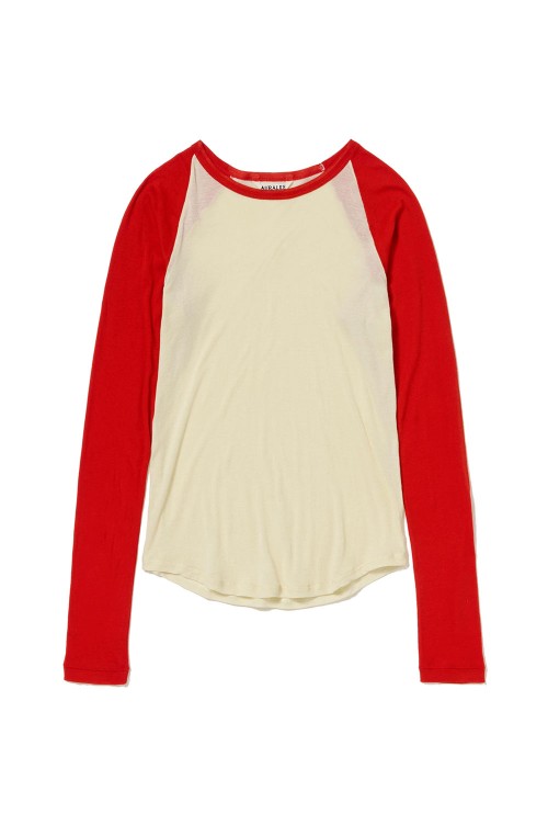 SUPER HIGH GAUGE SHEER RIB RAGLAN P/O - IVORYxRED (A26SP06HF