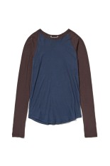 SUPER HIGH GAUGE SHEER RIB RAGLAN P/O - NAVYxDARK BROWN (A26SP06HF)