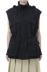 WOOL MAX CANVAS OVER VEST - BLACK (A26SV07WC)