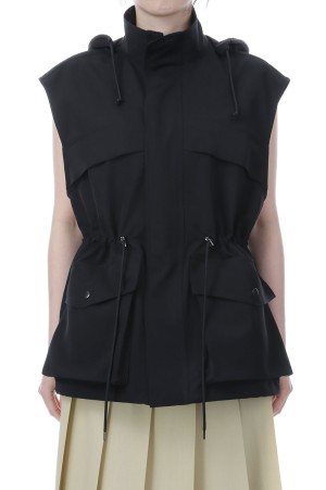 WOOL MAX CANVAS OVER VEST - BLACK (A26SV07WC)