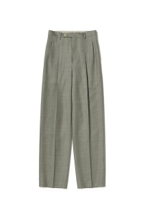 BLUEFACED WOOL TWO-TUCK SLACKS - KHAKI GRAY STRIPE (A26SP04BA)