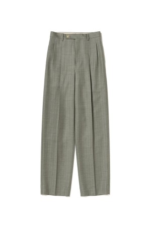 BLUEFACED WOOL TWO-TUCK SLACKS - KHAKI GRAY STRIPE (A26SP04BA)