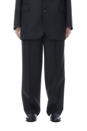 BLUEFACED WOOL TWO-TUCK SLACKS - CHARCOAL NAVY STRIPE (A26SP04BA)