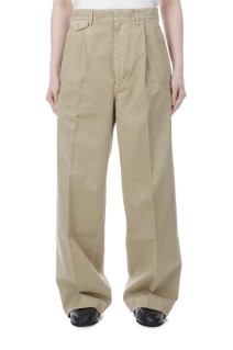 GARMENT-DYED FINX LIGHT CHINO ONE-TUCK WIDE PANTS - BEIGE (A26SP05LF)