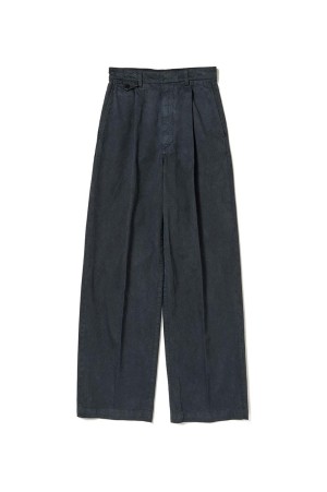 GARMENT-DYED FINX LIGHT CHINO ONE-TUCK WIDE PANTS - BLACK (A26SP05LF)