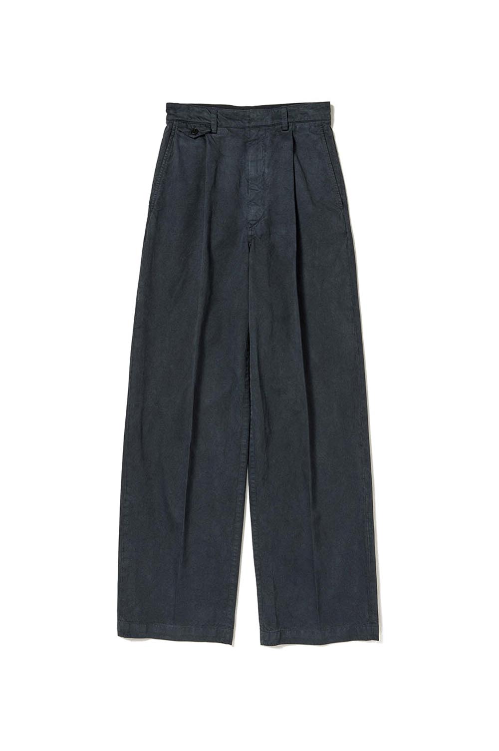 GARMENT-DYED FINX LIGHT CHINO ONE-TUCK WIDE PANTS - BLACK
