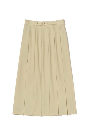 WOOL KID MOHAIR HOPSACK PLEATED SKIRT - DUSTY BEIGE (A26SS04MH)