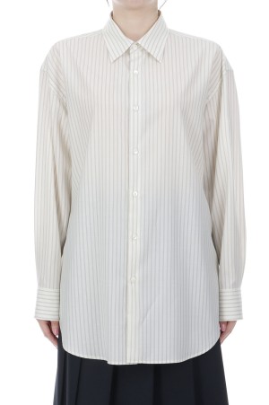 SUPER FINE WOOL STRIPE SHIRT - IVORY WHITE STRIPE (A26SS02WW)
