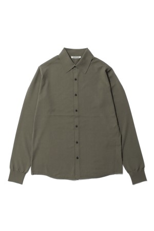 GIZA HIGH GAUGE KNIT SHIRT CARDIGAN - DARK OLIVE (A26SC04KA)