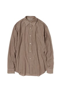 AIRY LIGHT COTTON CHECK SHIRT - BROWN GINGHAM CHECK (A26SS03GC)