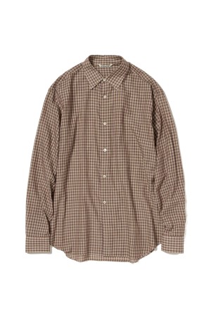 AIRY LIGHT COTTON CHECK SHIRT - BROWN GINGHAM CHECK (A26SS03GC)