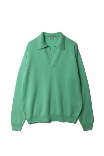 SUPER FINE CASHMERE SILK KNIT SKIPPER POLO - MINT GREEN (A26SP04SC)