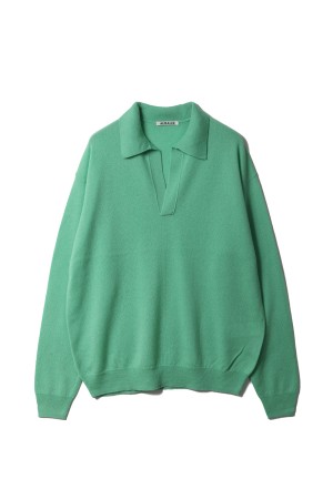SUPER FINE CASHMERE SILK KNIT SKIPPER POLO - MINT GREEN (A26SP04SC)