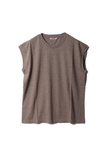 SEAMLESS CREW NECK SLEEVELESS - TOP BROWN (A00T06ST)
