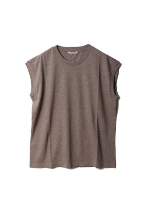 SEAMLESS CREW NECK SLEEVELESS - TOP BROWN (A00T06ST)