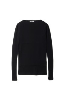 SUPER HIGH GAUGE SHEER RIB BOAT NECK L/S TEE - BLACK (A00T05HF)