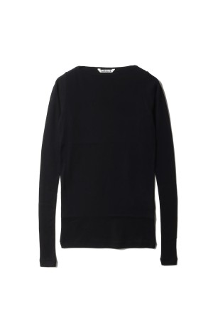 SUPER HIGH GAUGE SHEER RIB BOAT NECK L/S TEE - BLACK (A00T05HF)