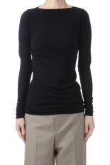 SUPER HIGH GAUGE SHEER RIB BOAT NECK L/S TEE - BLACK (A00T05HF)